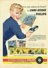 "LIVRE-DISQUE PHILIPS" Annonce originale entoilée fin 50  28x38cm