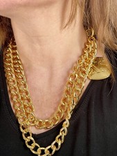 Vintage Gold Plated 18k Black XS Paco Rabanne Metal Chain Style Hip Hop Rock YSL