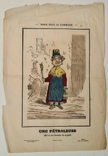 Paris sous la commune vers 1875 Estampe en couleur Politique Caricature Prusse