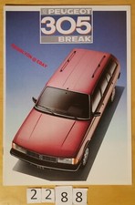 PEUGEOT 305 BREAK GL GLD GR SRD AUTOMATIC GTX Prospectus Fr 20 pages 1987