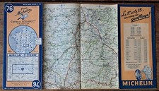 Carte MICHELIN n°76-Aurillac-St Etienne 1946- Dommages de guerre -WW2 damages