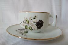 LOT DE 2 GRANDES TASSES LIMOGES BERNARDAUD ET Cie DECOR ROSE NOIRE début XX .