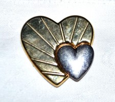 LORIS AZZARO Broche Coeur doré argenté - Bijou de parfumeur