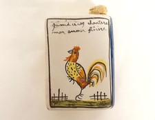 Secouette tabatière faïence HB Quimper livre fleur de lys Coq Amour XIXème