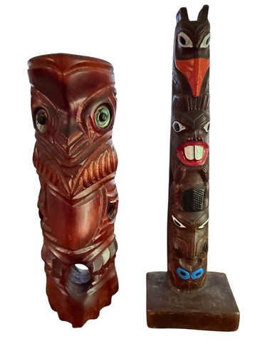 Lot carved wood totem - lot,