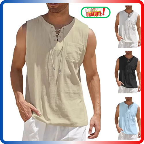 Gilet homme coton lin rétro - homme,