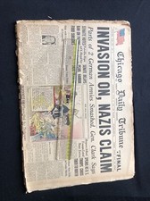 WW2 JOURNAL NEWSPAPER CHICAGO DAILY TRIBUNE FRIDAY JUNE 6 1944 PHOTOS D DAYS