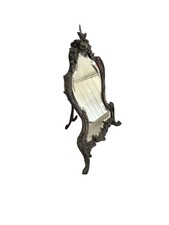 Ancien Miroir De Table bronze baroque XIXe siècle Floral Rococo Decoration