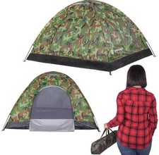 Tente De Camping Camouflage 2 Personnes Anti Moustique Imperméable 200x150cm