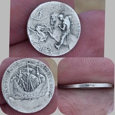 Médaille Argent Massif H. Dubois Saint Georges Terrassant le Dragon 2,7 g 17 mm