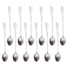  12 Pcs Cuillere De Service Inox Cuillère Pour Café À Thé Glacé Longue Poignée