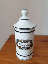 Grand pot à pharmacie "haschisch" en porcelaine de Limoges 11x28 cm