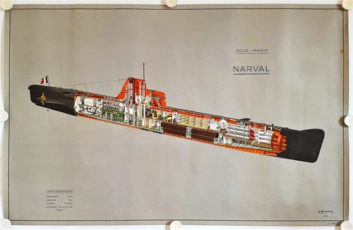 Affiche sous marin - sous-marin, 1954