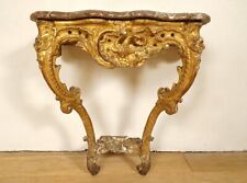 Console Louis XV bois sculpté doré rocaille coquille marbre XVIIIème siècle