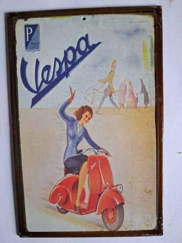 Plaque métal vespa - métal,