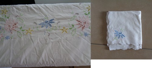 Nappe brodée fleurs - fleurs, 160