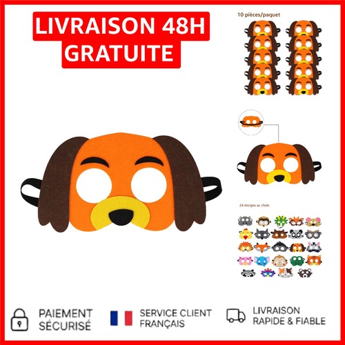 Masques animal feutre - d'animal, en