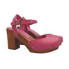 Mule Suédois en Cuir Fuchsia