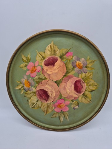 Plateau rond tole peinte decor - rond,