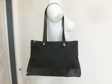 SAC  CABAS MARQUE LAMARTHE  TOILE DEPERLANTE ET CUIR NOIR PORTE EPAULE