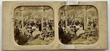 Salon Piano Second Empire Paris c1860 Photo Stereo Vintage Diorama Abimée