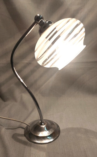 Lampe chromé globe verre - chromé,