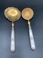 Lot Cuillère saupoudreuse + Pelle À Fraises Manche en argent fourré Et dorée