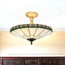 Plafonnier En Verre Vert Et