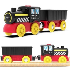 Train de locomotives à Piles Train en Bois Jouets Magnétique de Train électri...