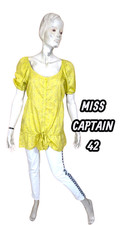 Miss Captain Taille 42  Tunique manches courtes jaune femme en coton haut