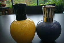 PAIR OF LAMPES BERGER  PARIS MADE IN FRANCE  " YELLOW and BLUE"  MODERNE