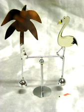 ANCIEN MOBILE JOUET OSSILLANT OISEAU PEINT ARBRE METAL CHROME STYLE CALDER