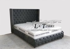 Lit Double Design Classique Moderne Cuir Éco Récipient Bergere