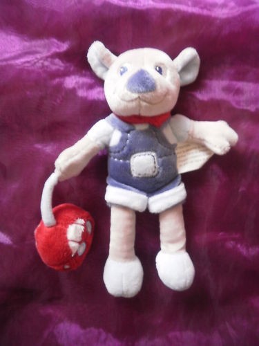 Doudou chien ours voiture bleu