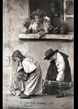 ACCORDEONISTE & MENDIANT / ENFANT de la rue Musicien avec ACCORDEON avant 1904