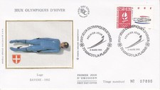 Enveloppe 1er jour Jeux Olympiques Luge 1991 Soie FDC
