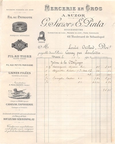 1912 mercerie gros suzor - mercerie,