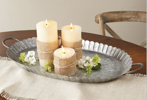 Fluted scalloped tin tray - scalloped,