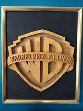 Unique Logo en Bois Warner Bros. Pictures Collection Cinéma Décoratif et Vintage