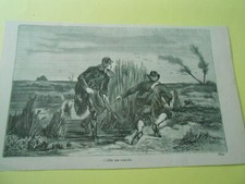 Gravure 1870 - L'affut aux