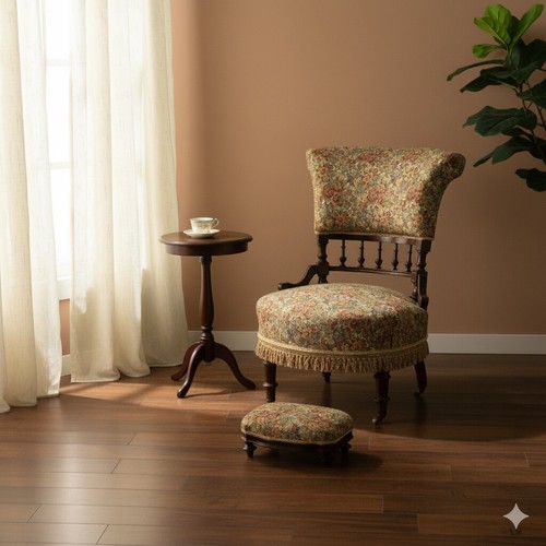 Fauteuil victorien ancien avec - fauteuil,