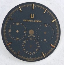 Universal Genève Compax Rare Original Vintage Dial NOS Lemania 1873 184440 black