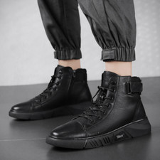 baskets bottes homme bottines hautes montantes noires noir style vernis cuir PU