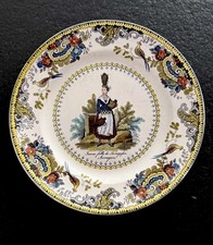 CREIL assiette ancienne jeune Fille , faïence fine , Saragosse