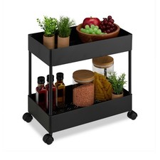 Chariot de cuisine 2 niveaux Desserte à roulettes Salle bain bureau épices