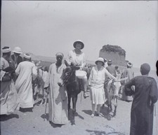 EGYPTE Voyage Transport Âne, NEGATIF Photo Stereo Plaque Verre PL59OY3
