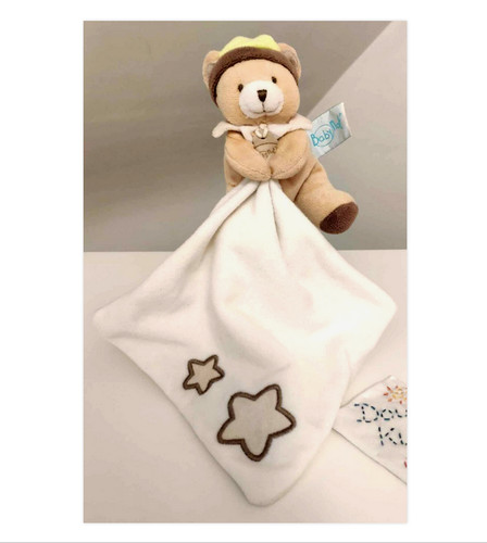 Doudou plat peluche ours beige - peluche,