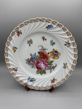 Assiettes en porcelaine de Dresde, Carl Thieme de 9,5 pouces Flowers