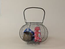 Large Vintage French Wire Egg Basket Rustic Metal Gathering Basket Kitchen Decor