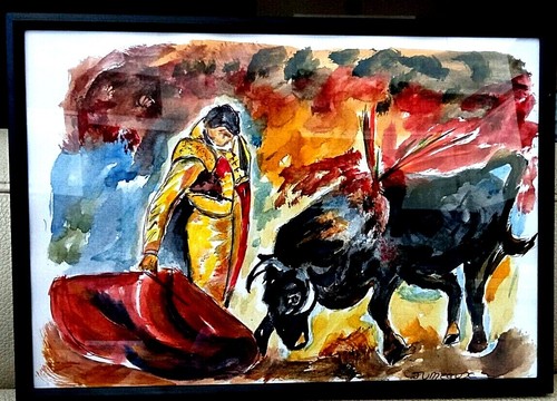 Corrida aquarelle tauromachie - aquarelle,